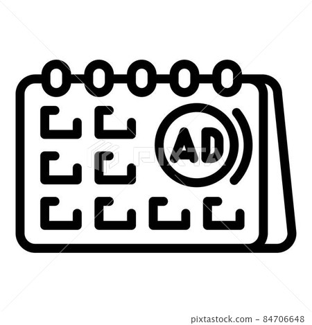 Advertisement on a calendar icon, outline style Advertisement on a calendar icon, outline style 84706648