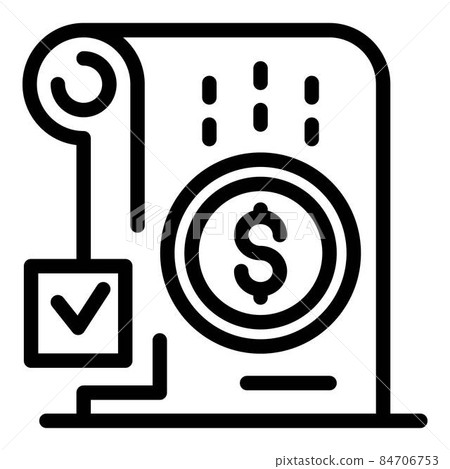 Dollar coin and tick mark icon, outline style Dollar coin and tick mark icon, outline style 84706753