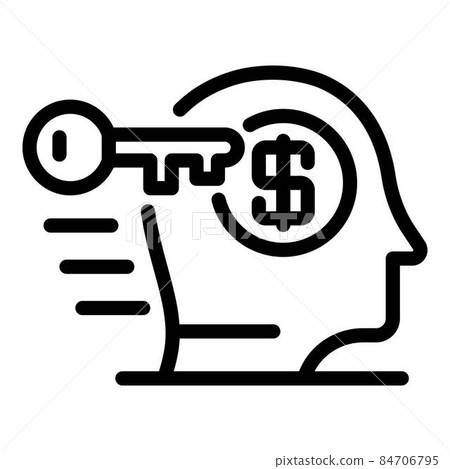 Key and dollar in the head icon, outline style 84706795