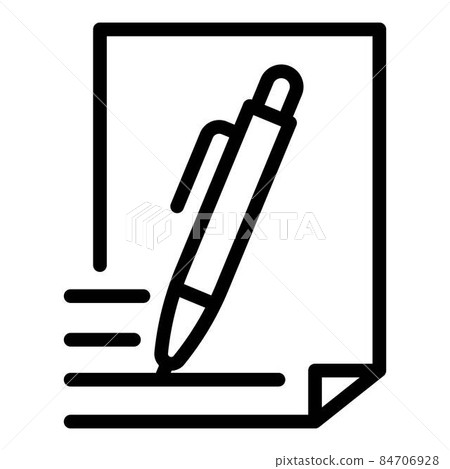 Pen and document icon, outline style 84706928