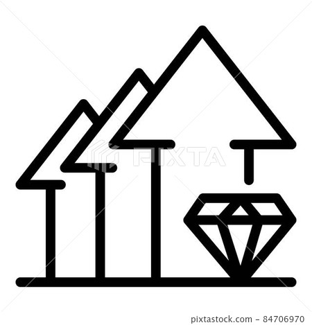 Diamond and three up arrows icon, outline style 84706970