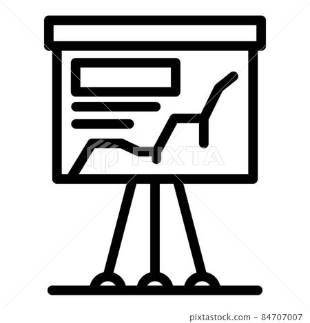 Flip chart and graph icon, outline style Flip chart and graph icon, outline style 84707007