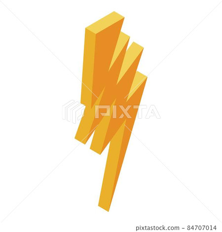 Yellow electric bolt icon, isometric style 84707014