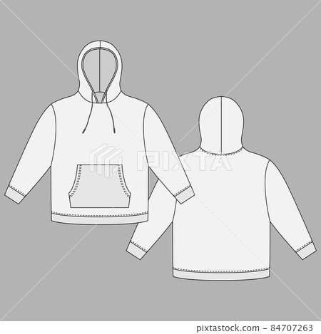 Oversized cotton hoodie mockup template Stock Illustration