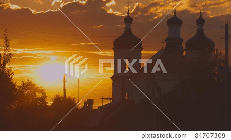 Yurovichi, Belarus. , Big Sun Above Jesuit Collegium Complex Yurovichi, Belarus. , Big Sun Above Jesuit Collegium Complex 84707309