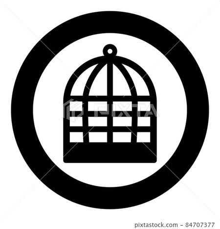 Cage for bird silhouette vintage captivity concept icon in circle round black color vector illustration image solid outline style Cage for bird silhouette vintage captivity concept icon in circle round black color vector illustration image solid outline style 84707377