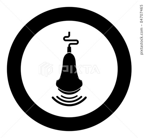 Ultrasound tool with wave medical diagnostic device equipment echograpy icon in circle round black color vector illustration image solid outline style 84707465