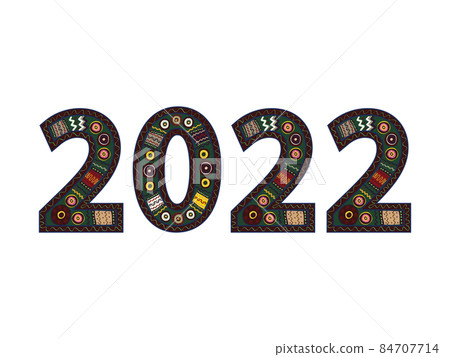 Happy new year 2022. Beautiful drawn numbers. 84707714