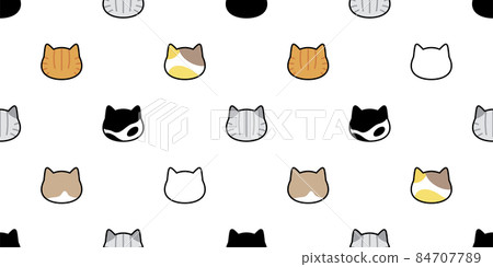 cat seamless pattern kitten calico head breed vector neko dog pet cartoon repeat wallpaper tile background scarf isolated illustration doodle design 84707789