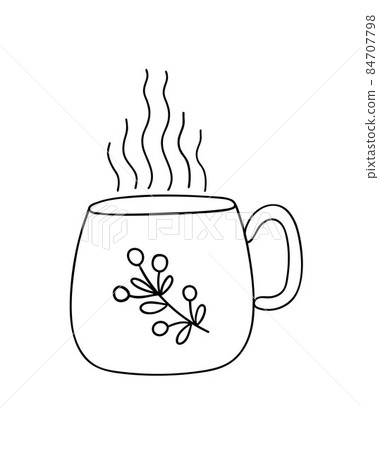 Hot drink in a cup vector illustration, steaming tasty beverage symbol of cozy home, comfort, warmness concept, design element for poster, icon, banner, template 84707798