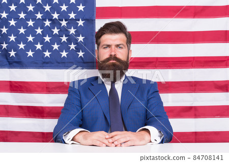 American patriotism. American citizen in formalwear. 84708141
