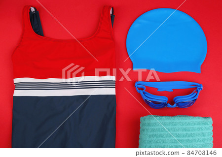 Flat lay composition with tablet and different office items on white background Flat lay composition with tablet and different office items on white background 84708146