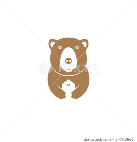 cute bear grizzly hold home logo symbol icon vector graphic design illustration idea creative 84708662