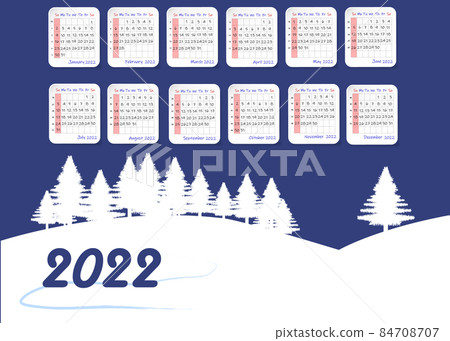 2022 table calendar with winter landscape and tress 2022 table calendar with winter landscape and tress 84708707