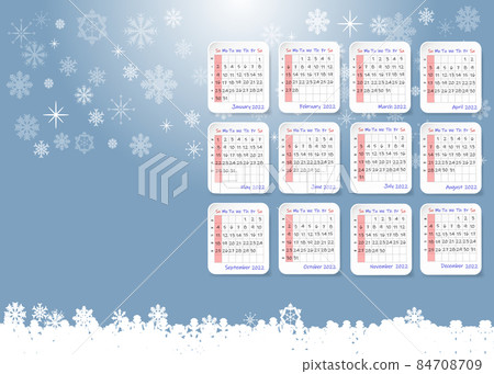 2022 table calendar in a snowy winter landscape 84708709
