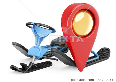 Snow slider with map pointer. 3D rendering 84709033