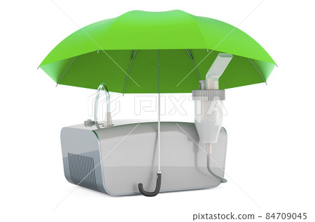 Nebulizer under umbrella, 3D rendering 84709045