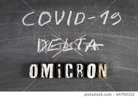 Covid-19 Delta and new Omicron. Black chalk board 84709102