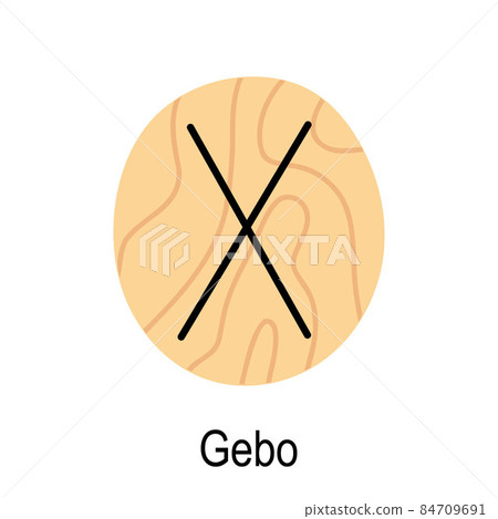 Old rune Gebo, ancient Scandinavian alphabet vector illustration, hand drawn typography, occult letters, mystical signs, esoteric concept Old rune Gebo, ancient Scandinavian alphabet vector illustration, hand drawn typography, occult letters, mystical signs, esoteric concept 84709691