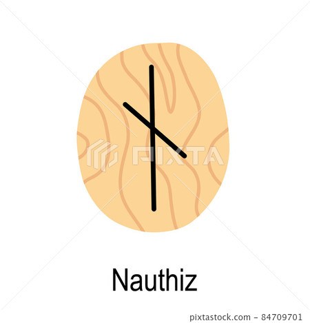 Old rune Nauthiz, ancient Scandinavian alphabet vector illustration, hand drawn typography, occult letters, mystical signs, esoteric concept Old rune Nauthiz, ancient Scandinavian alphabet vector illustration, hand drawn typography, occult letters, mystical signs, esoteric concept 84709701