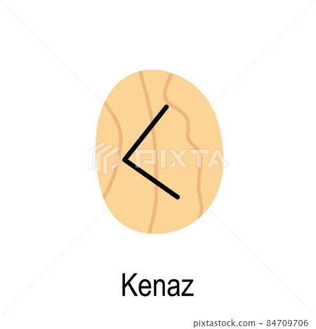 Old rune Kenaz, ancient Scandinavian alphabet vector illustration, hand drawn typography, occult letters, mystical signs, esoteric concept 84709706