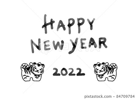 Black and white New Year's card Tiger year... - Stock Illustration ...