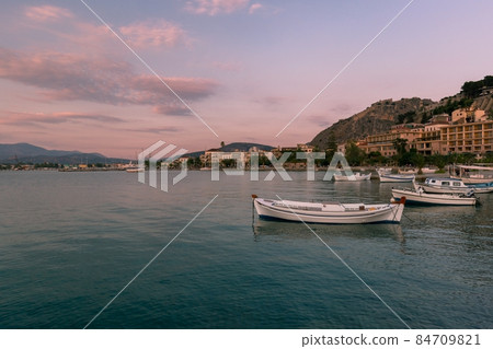 Traditional fishing boat in the port of Nafplio Greece 84709821