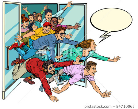 Crowd of people sale, discounts. Stampede danger, a lot of people, excitement panic 84710065