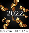Happy new year 2022. White numbers  on dark  background. Holiday greeting card design. 84711232