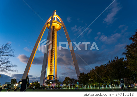 138 Tower Park, Ichinomiya City, Aichi Prefecture Illuminations and evening view of Kiso Sansen National Government Park 84713118