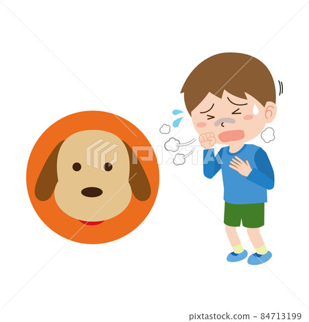 因狗過敏而咳嗽的男孩 84713199