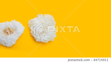 Tremella Mushroom on yellow background. 84714911