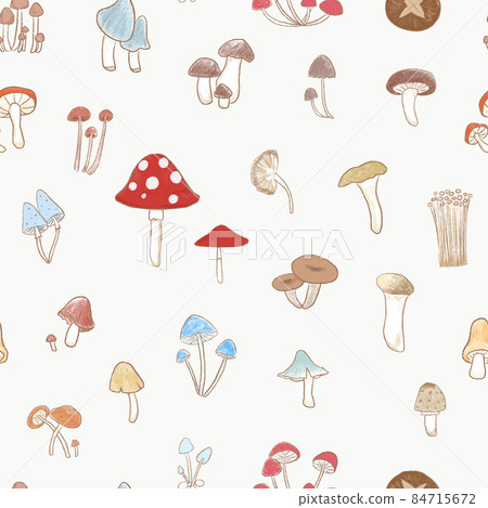 Seamless pattern with hand drawn different mushrooms 84715672