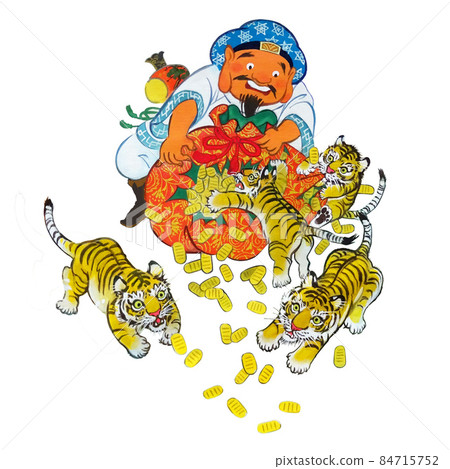 大黑天灑橢圓形與兒童老虎的惡作劇 84715752