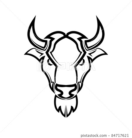 Line Vector Illustration front view of American Bison Buffalo Line Vector Illustration front view of American Bison Buffalo 84717621