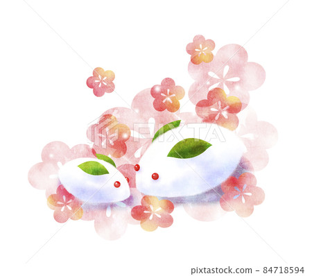 山兔親子與梅花 84718594