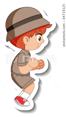Little boy scout cartoon character sticker Little boy scout cartoon character sticker 84719125