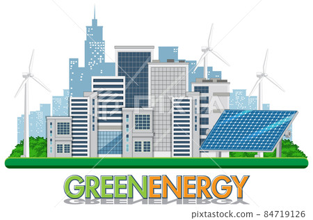 Green energy generated by wind turbine and solar panel Green energy generated by wind turbine and solar panel 84719126