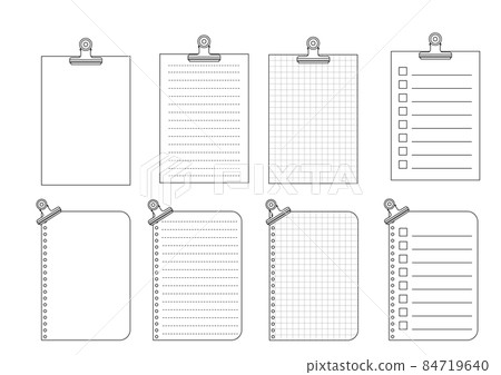 Paper set fastened with eyeball clips 84719640