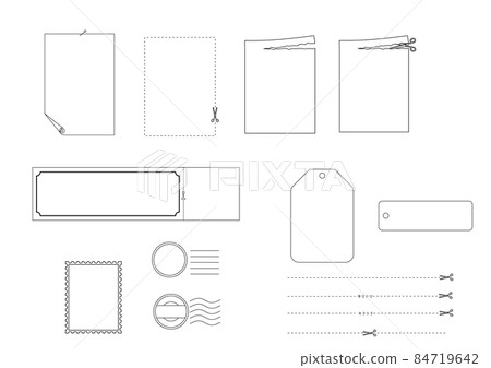 Cut line, scissors and paper set 84719642