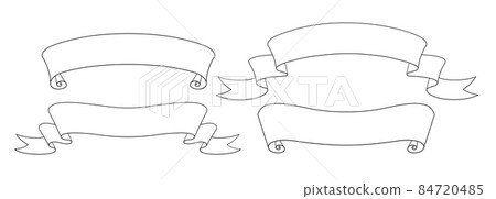 Vector set of line art ribbon banners Vector set of line art ribbon banners 84720485