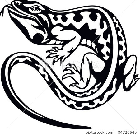 Varan - Reptiles of the wild. Wildlife stencil. Pet and tropical animal. Varan - Reptiles of the wild. Wildlife stencil. Pet and tropical animal. 84720649