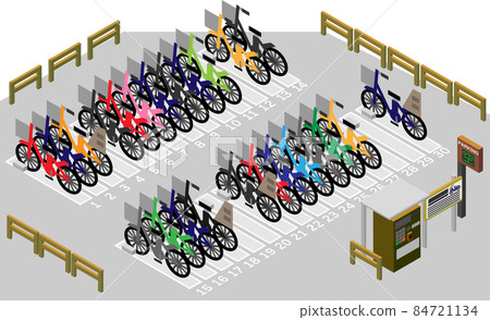 Isometric unmanned bicycle parking lot 84721134