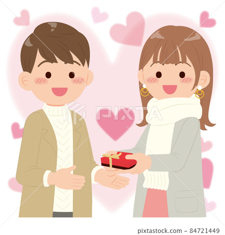 Male and female couple handing chocolate Male and female couple handing chocolate 84721449