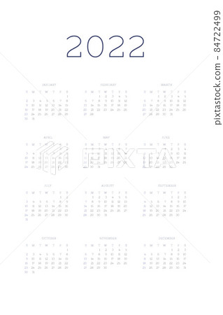 2022 calendar template individual planner in minimalist classic style. Week starts on sunday. 2022 calendar template individual planner in minimalist classic style. Week starts on sunday. 84722499