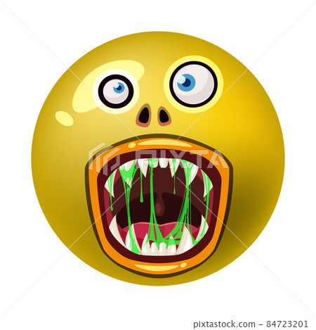Monster face cartoon round icon head Halloween character. Illustration, sticker, emblem funny cute mask, vector 84723201