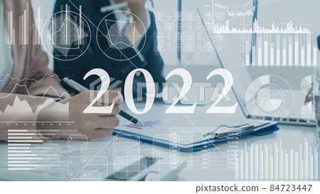 Business and statistics 2022 image New Year's card material for business Business and statistics 2022 image New Year's card material for business 84723447