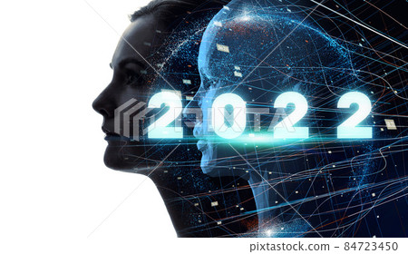 People and AI 2022 image New Year's card material for business 84723450