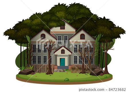 An old spooky house in the woods 84723682