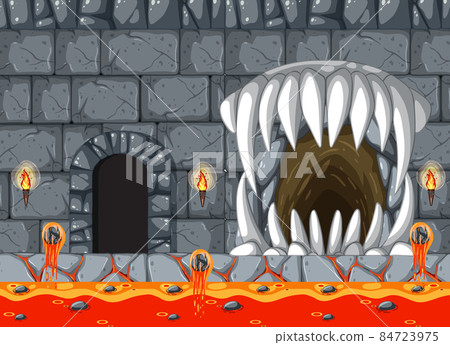 Lava Cave Platformer Game template 84723975